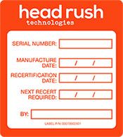 Trublue auto belay certification label for annual service